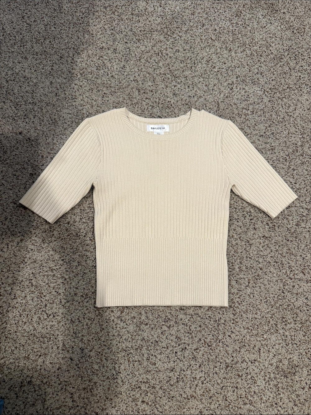 Bailey 44 Cream/tan Ribbed Short Sleeve Top
